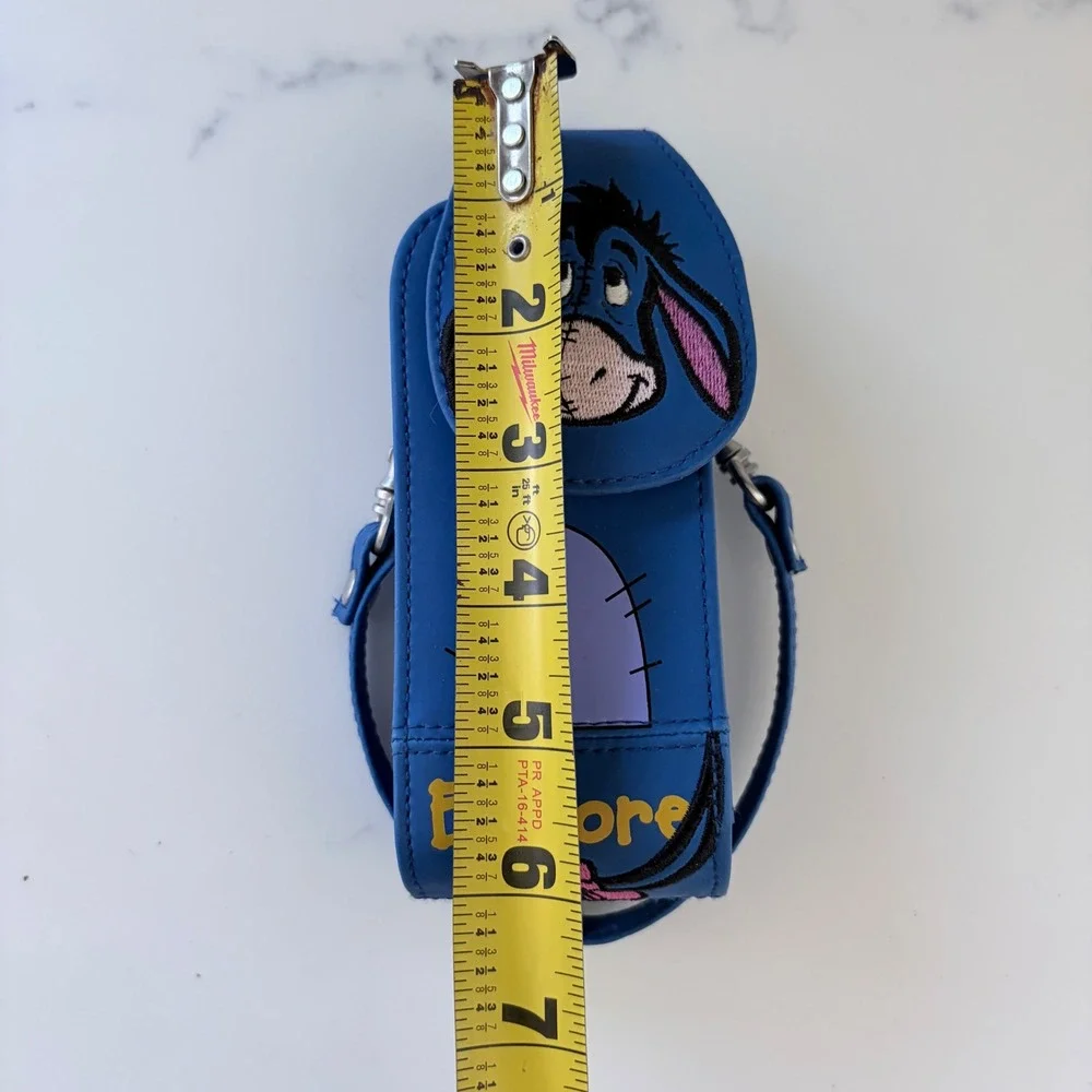 Vintage Disney Parks Eeyore Flip Phone Case Blue Embroidered Wristlet Pouch